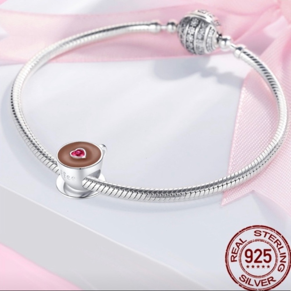 STERLING SILVER COFFEE CHARM - Picture 3 of 7